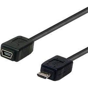 USB mini 5p vrouwelijk - USB micro B mannelijk - 0,20 meter