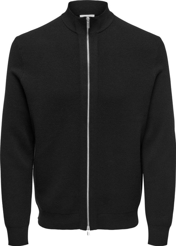 Onscooper - Gebreid Vest - Hoge Hals - Lange Mouwen - Ritssluiting - Regular Fit