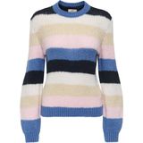 Jacqueline de Yong - Jdydinea O-neck Stripe - Gebreide Trui - Ebb And Flow/Total Eclipse/Tapioca/Chalk
