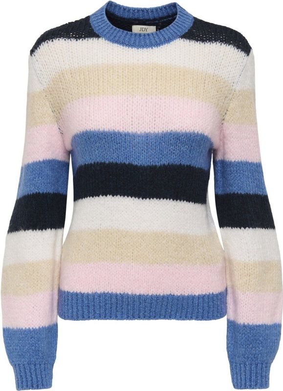Jacqueline de Yong - Jdydinea O-neck Stripe - Gebreide Trui - Ebb And Flow/Total Eclipse/Tapioca/Chalk