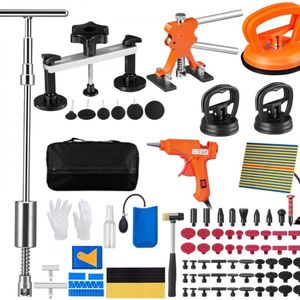 107-delige deukreparatieset Zuignaplifter Brugdeuktrekker 2-in-1 glijdende hamer 50 stuks treklipjes & 6 stuks brugtreklipjes Uitdeukgereedschap Uitdeuken auto's