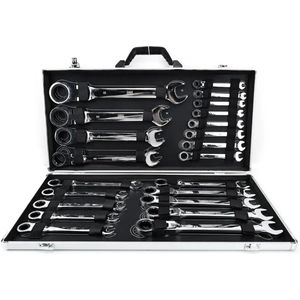 HBM - Ring-, Ratel- en Steeksleutelset - 22-delig - Hoogwaardig Staal