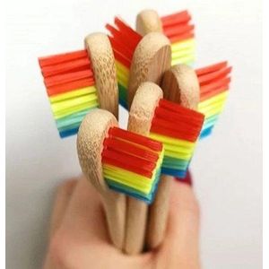 Bamboe Tandenborstel - Regenboog kleuren - Set 5 Stuks - Zacht / Medium