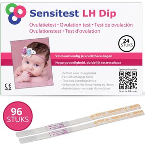Sensitest Ovulatietest Dipstick – 96 stuks (4×24) – Vind je vruchtbare dagen – Uitslag in 5 minuten – Inclusief handleiding & ovulatiekalender