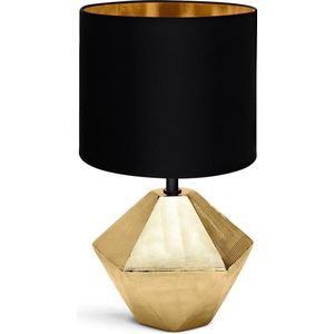 Aigostar Tafellamp - Goud - Keramiek - Lamp met kap - H25cm