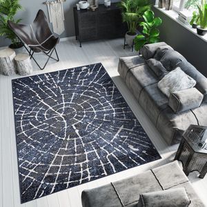 Tapiso Breeze K Vloerkleed Donkerblauw Hout Modern Tapijt Maat- 160x220