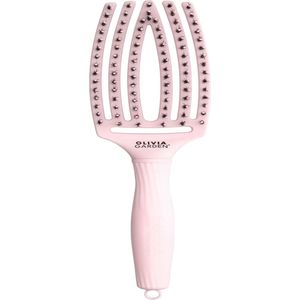 Olivia Garden Fingerbrush Care Iconic - Medium - Pastel Roze - Ontwarrende Haarborstel met Zwijnenhaar en Nylon Borstelharen voor Ultieme Glans & Soepele Styling