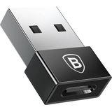 Baseus Mini USB-A naar USB-C Adapter Converter 2.4A Zwart