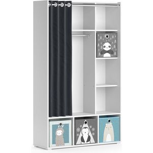 Vicco Luigi Kinderkledingkast – 105.8 x 178.1 cm Met vouwboxen (grijs) Wit