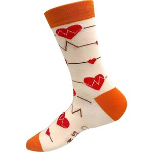 Sokken met hartslag print - maat 38-45 - katoen