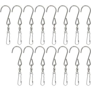 15 Stks Rvs Draaibare Clips 9.3x2.2Cm Voor Opknoping Wind Chimes Crystal Twisters 360-Graden Draaiende Clip Haak Silver