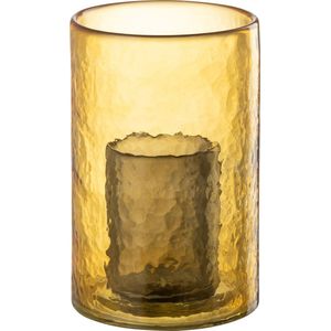 J-Line theelichthouder Dubbel - glas - geel - small