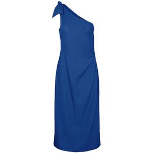 Vero Moda - Jesmilo - Midi-jurk - Blauw - Mouwloos - Eén schouder