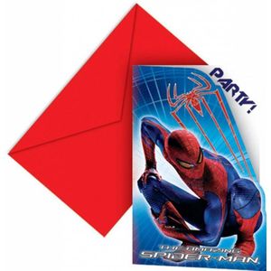 Marvel - SpiderMan - Spider-man - Party uitnodigingen - Uitnodigingskaarten - Uitnodiging kinderfeest - 6 Stuks - Met envelop -