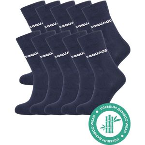 SQQUADD® Bamboe Sokken Dames en Heren - Donkerblauw 10-pack - Maat 35-38 - Naadloos en Duurzaam - Tegen Zweetvoeten - Bamboo - Blauw Navy