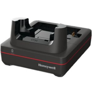 HONEYWELL CT37 booted homebase. Kit includes homebase, power supply, EU power cord. For recharging one computer with protective boot and a spare battery (standard or extended). Support USB client via USB Type B connector.