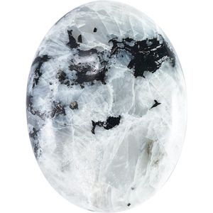 Large Oval Palm Stone - Rainbow Moonstone - Pocket Massage Worry Stones - Natural Body Chakra Balancing - Reiki Healing Stones - Crystal Grid Healing - Massage Spa Energy Crystals