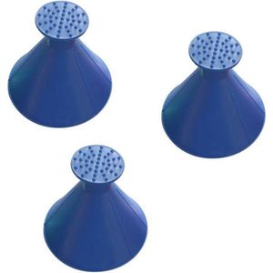 3 pack Magische Ronde Circel ijskrabber / sneeuwveger 360 graden Blauw met trechter functie