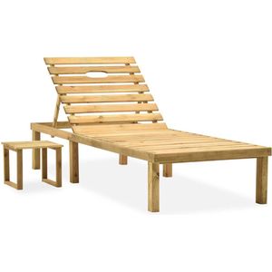 vidaXL Ligbed met Tafel en Kussen - Grenenhout Loungebed - Tuinset - Lounge Stoel - Buitentijd - Relaxen - Hout - Grenenhout - Robuust - Outdoor Furniture - Patio Set