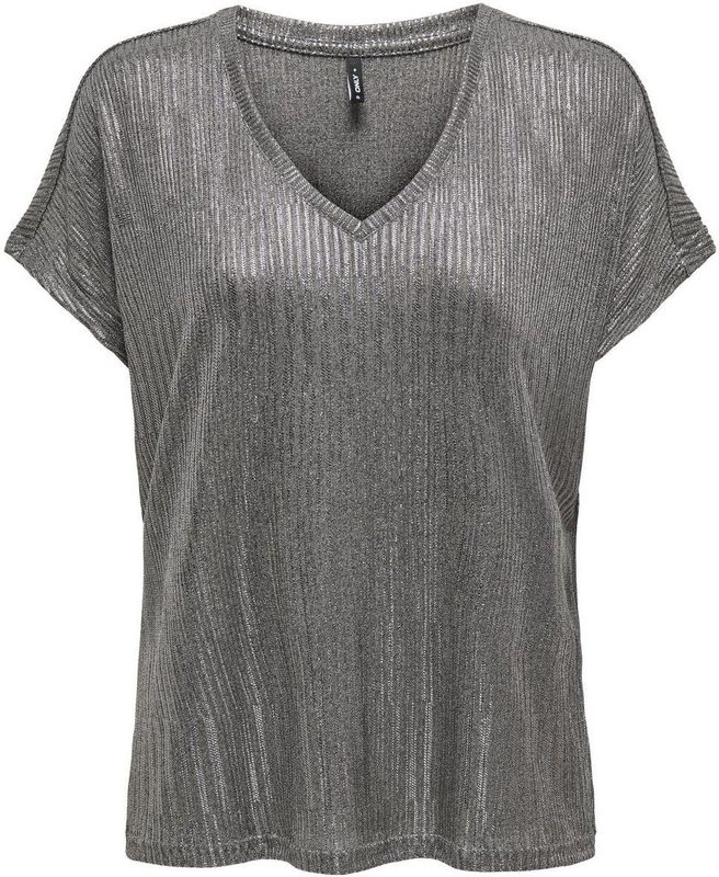 ONLY - ONLMIRINDA V-Neck Top - Dames Top - Donkergrijs Melange