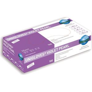 Unigloves Nitril wegwerp handschoenen voor manicure en pedicure behandelingen - Violet Pearl- maat M - 100 stuks