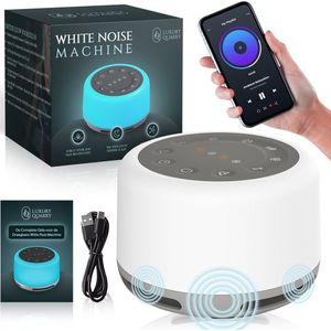 White Noise Machine - Witte Ruis Machine Voor Baby en Volwassenen - Slaaptrainer - Bluetooth - Slaaphulp - 30 Rustgevende Geluiden - Inclusief E-Book