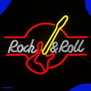 Neon Lamp - Rock & Roll Rood / Geel - Dimbaar - Incl. Ophanghaakjes - Neon Sign - Neon Verlichting - Neon Led Lamp - Wandlamp