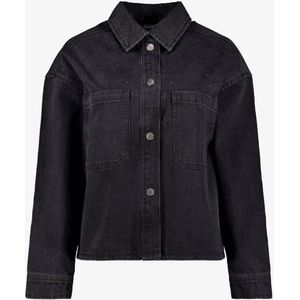 TwoDay dames denim overshirt met strass steentjes zwart - Maat S