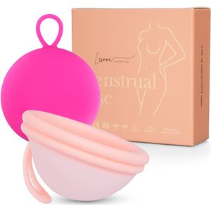 Levina Lifestyle® Luxe herbruikbare Menstruatie Disc met Hoesje - MenstruatieDisc - Menstruatiedisk - Menstruatie - Period - Ziggy cup - Disk - Menstrueren - Zero Waste - Baby Roze - Maat L