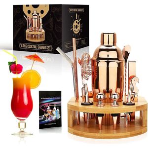 Bolmans - Shakerset - Cocktail Maker - Cocktailshaker - Cocktail Set - Rose Gold - 16 Stuks - RVS - Ideaal als Cadeau, op een Feestje of voor achter de Bar