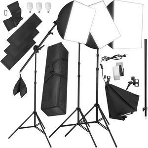 Professionele Fotostudio Set met LED-Verlichting en Softboxen voor Foto's en Video's