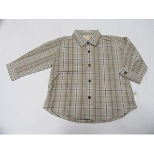 noukie's , jongen , overhemd , geruit , beige , ecru  , 12 maand 80