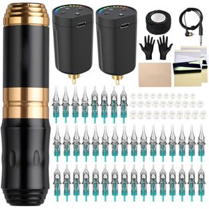 Hoge Kwaliteit Tattoo Machine met Accessoires - Tattoo Machines Draadloos - Tattoo Set Inclusief Inkt en Naalden - Tattoo Kit met Opbergkoffer - Voor Professionals en Beginners - B