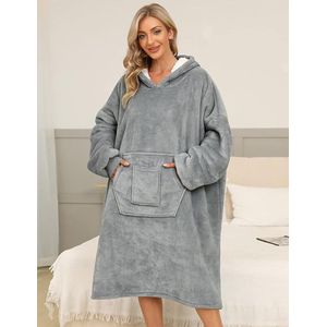 Hoodiedeken voor dames - zachte warme capuchontrui - hoodie - sweatshirt - oversized deken met capuchon - oversized - Oodie dekentrui - donkergrijs