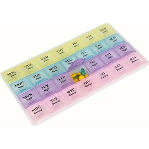 Pillendoosje I Pillendoos 28 Compartimenten I Medicijn doosje I Pil Box - 7 dagen I 4 Dagdelen