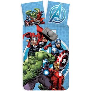 Avengers Peuterdekbedovertrek Lichtblauw - 100 x 135 cm - Katoen
