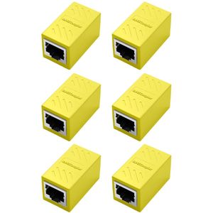 6 stuks RJ45-koppeling - 10 Gbps RJ45-aansluiting - ethernet-adapter - netwerkkoppelingen verlengkabel Cat7/Cat6/Cat5e/Cat5 - afgeschermde hoge snelheid - geel