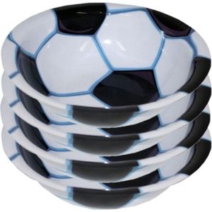 4x stuks voetbal bordjes kom/schaaltje van plastic 17,5 cm - bordjes en schaaltjes