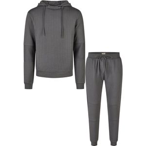 Phil & Co - Heren Lounge Jacquard Sweat Set - Antraciet
