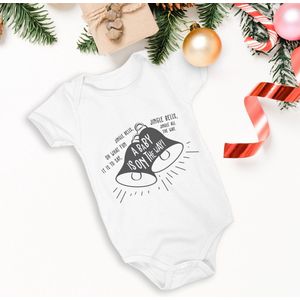 Hospitrix Baby Rompertje met Tekst ""Jingle bells, a baby is on its way""| Maat S 0-3 maanden | Kerst zwangerschaps aankondiging | Cadeau voor Zwangerschap | Bekendmaking | Aankondiging | Aanstaande Moeder | Kerst