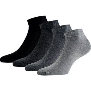 Marco Rossi - Sneakersokken bio katoen - Naadloos - sneaker - Lage sokken - Cotton - Duurzaam - Antigeur - Ademend - Dames & Heren - Sokken - Grijs mix - 4 paar - Maat 35-38