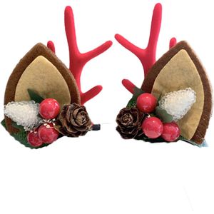 Hertenhoorns Haarclips Kerst - Reindeer Antennes Accessoire - Lichtgewicht & Comfortabel voor Feest Draagbaar - 1 - Rood