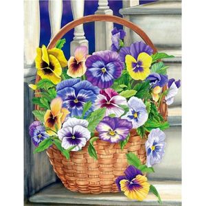 5D Diamond Painting Kits voor Volwassenen Kinderen, DIY Viooltjes Diamant Schilderij Kits, Ronde Volledige Boor Bloemen Diamant Art Kits Bloemen Gem Art Schilderij Foto Kunst voor Thuis Muur Decor 30x40cm