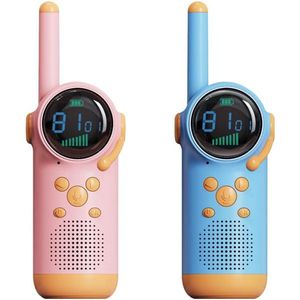 2-pack - Kinderwalkie-talkie - Buitenwalkie-talkie - Functies zijn onder meer bellen met één knop, anti-verliesalarm, enz. - LED-display - Heldere geluidskwaliteit en sterk signaal - Veilig kunststof materiaal - Roze + Blauw