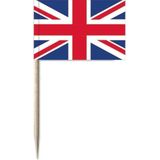 150x Cocktailprikkers Engeland/vk 8 cm vlaggetjes - Landen thema feestartikelen/versieringen