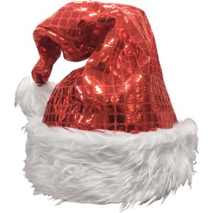 Witbaard Kerstmuts Met Pailletten 57 Cm Polyester Rood