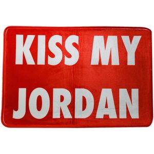 Deco by Machiels- Kiss my jordan Rood - cadeau - sneaker mat - vloerkleed - 80 x 50 cm - voor binnen - slaapkamer mat - Schoenmat - Sneaker accessoire - Sneaker liefhebbers