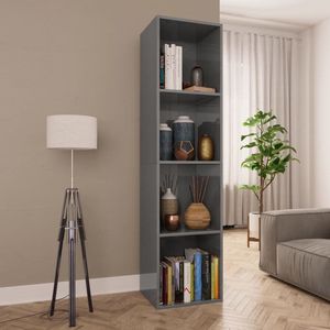Furniture Limited - Boekenkast/tv-meubel 36x30x143 cm bewerkt hout hoogglans grijs