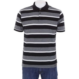 Polo gestreept zwart grijs wit S