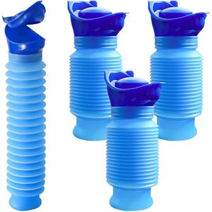 Opvouwbaar krimpbaar urinoir - 4 stuks, 750 ml - draagbaar toilet voor mannen en vrouwen - urineflessen potje voor noodgevallen - camping, auto, file, reis .